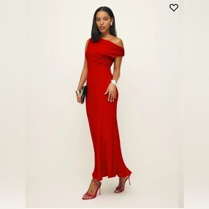 Reformation Red Off-Shoulder Dress